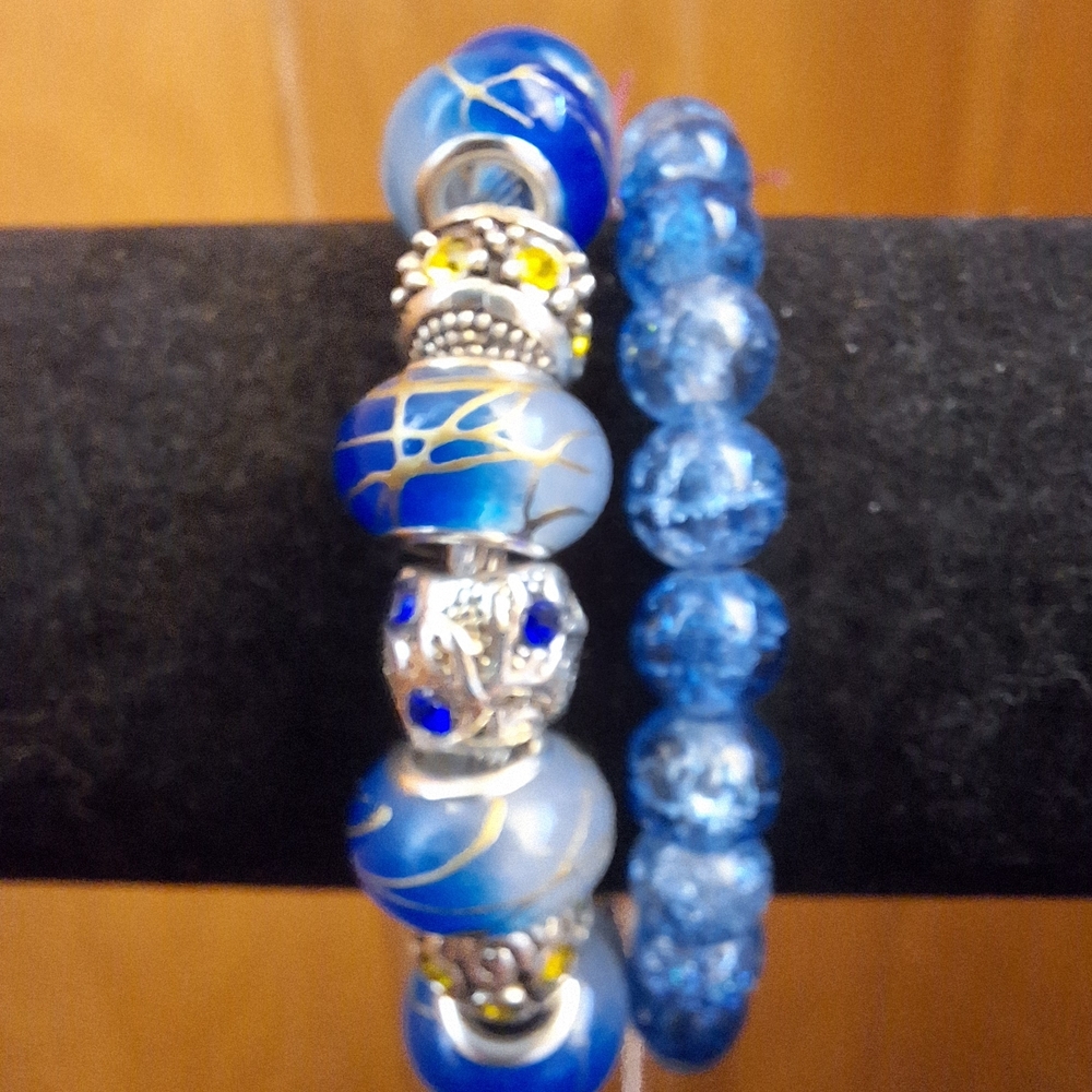 Blue Beaded Bracelet Set